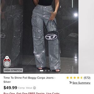 Fashion Nova Sparkly Baggy Cargo Jeans